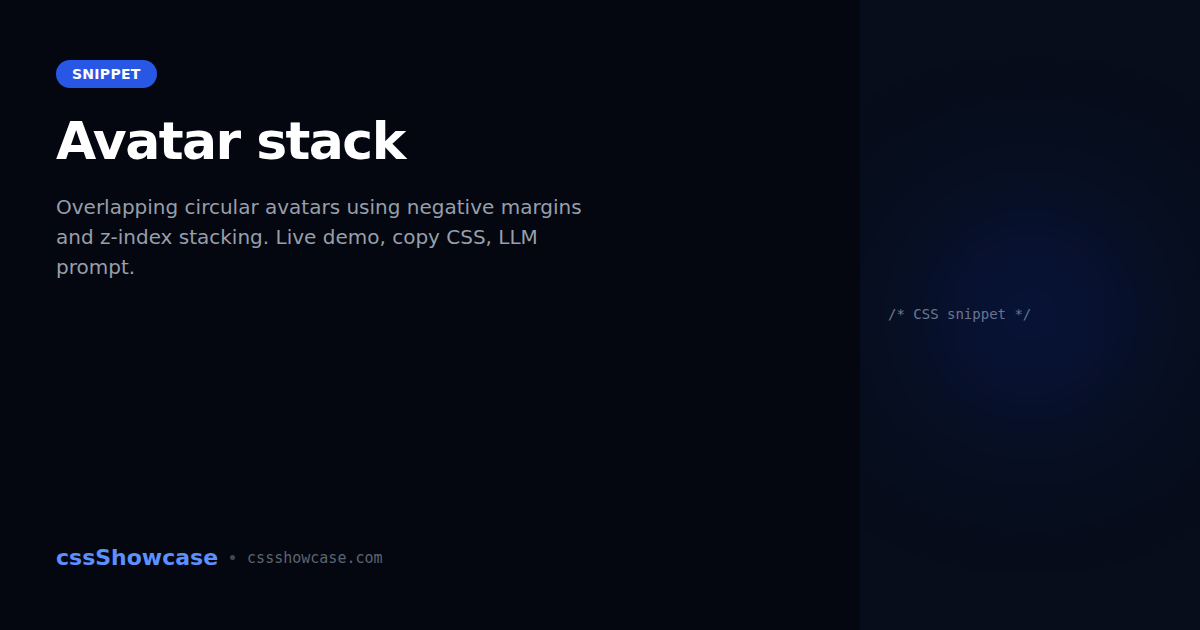 Avatar stack — cssShowcase
