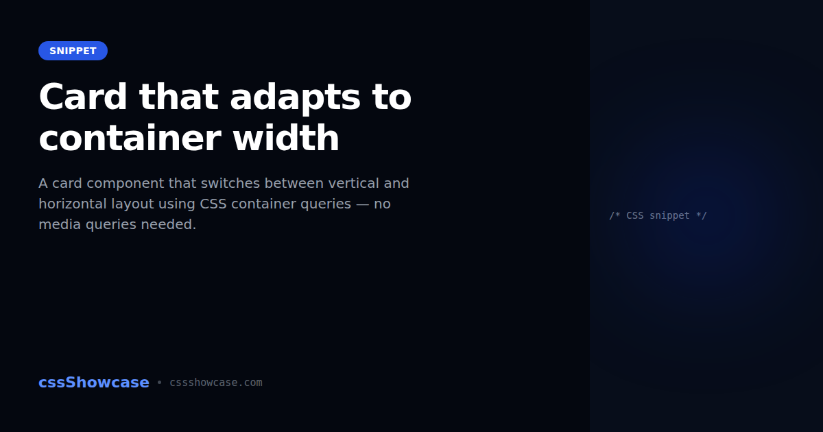 Card that adapts to container width — cssShowcase