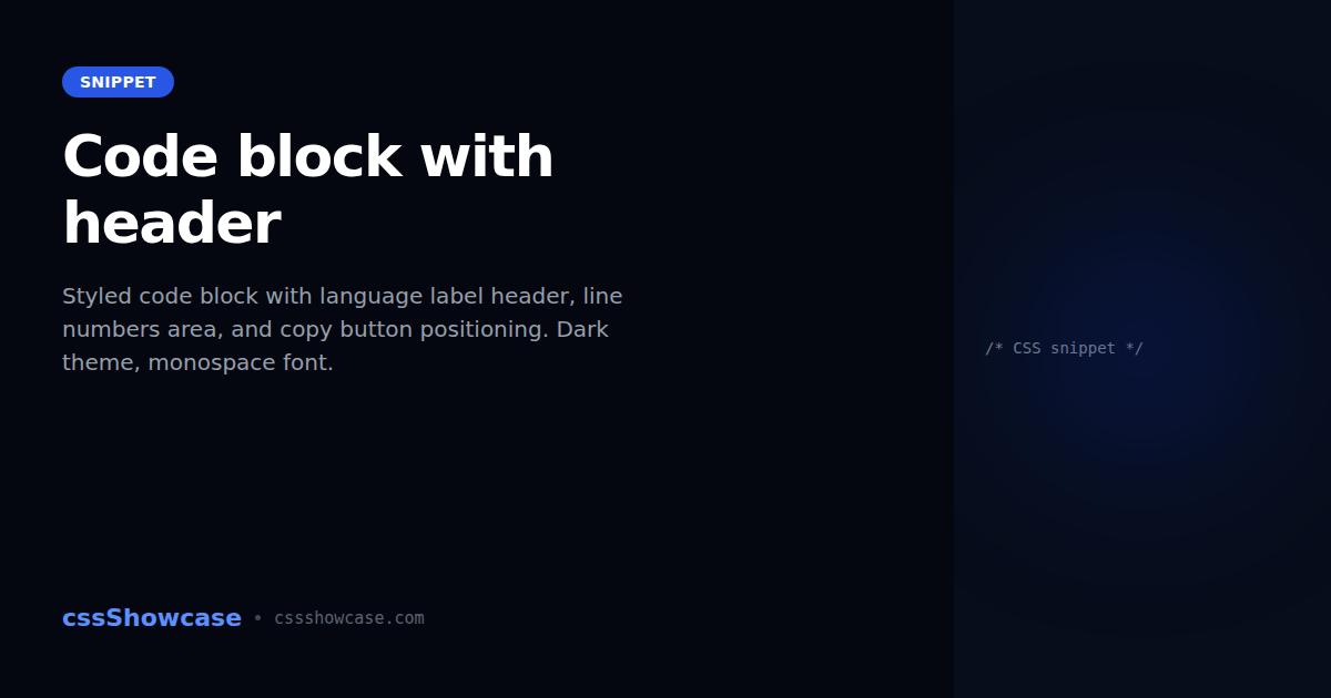 Code block with header — cssShowcase
