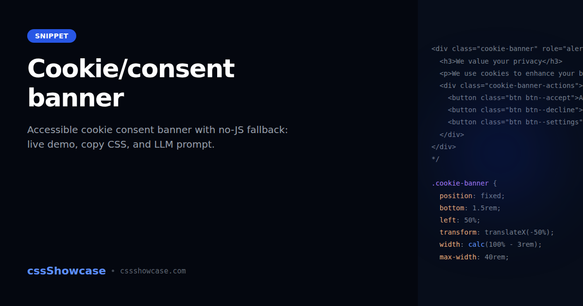 Cookie/consent banner — cssShowcase