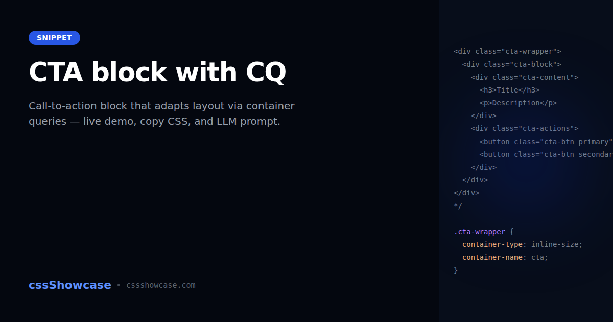 CTA block with CQ — cssShowcase
