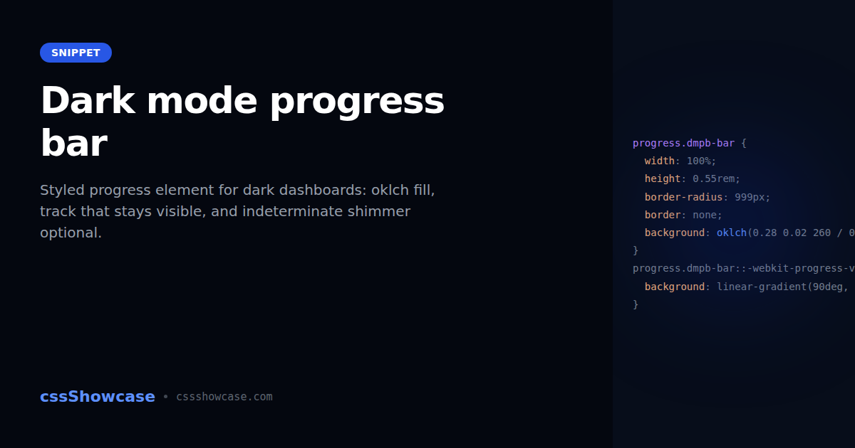 Dark mode progress bar — cssShowcase