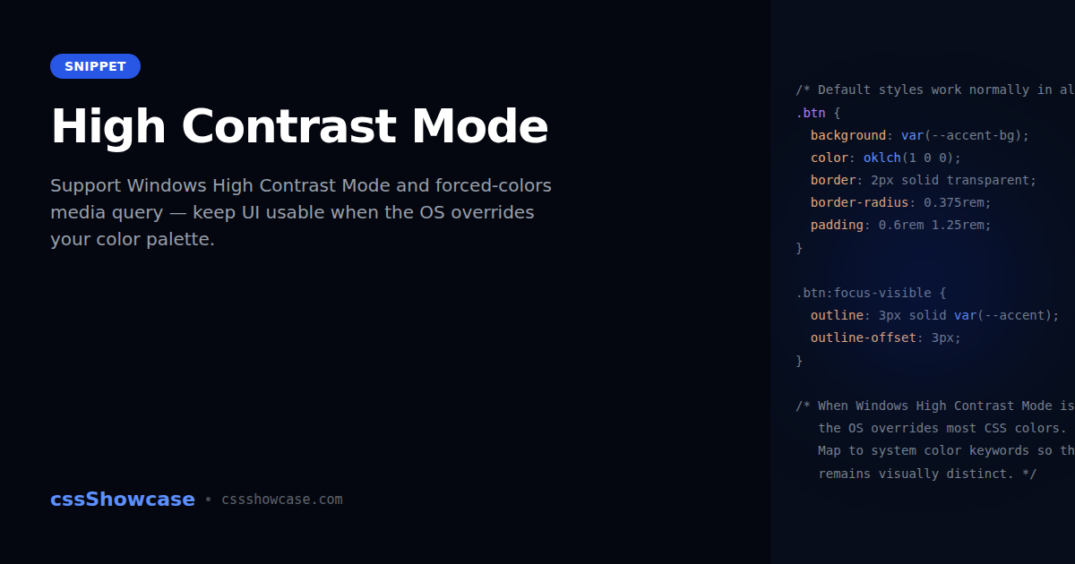 High Contrast Mode — cssShowcase