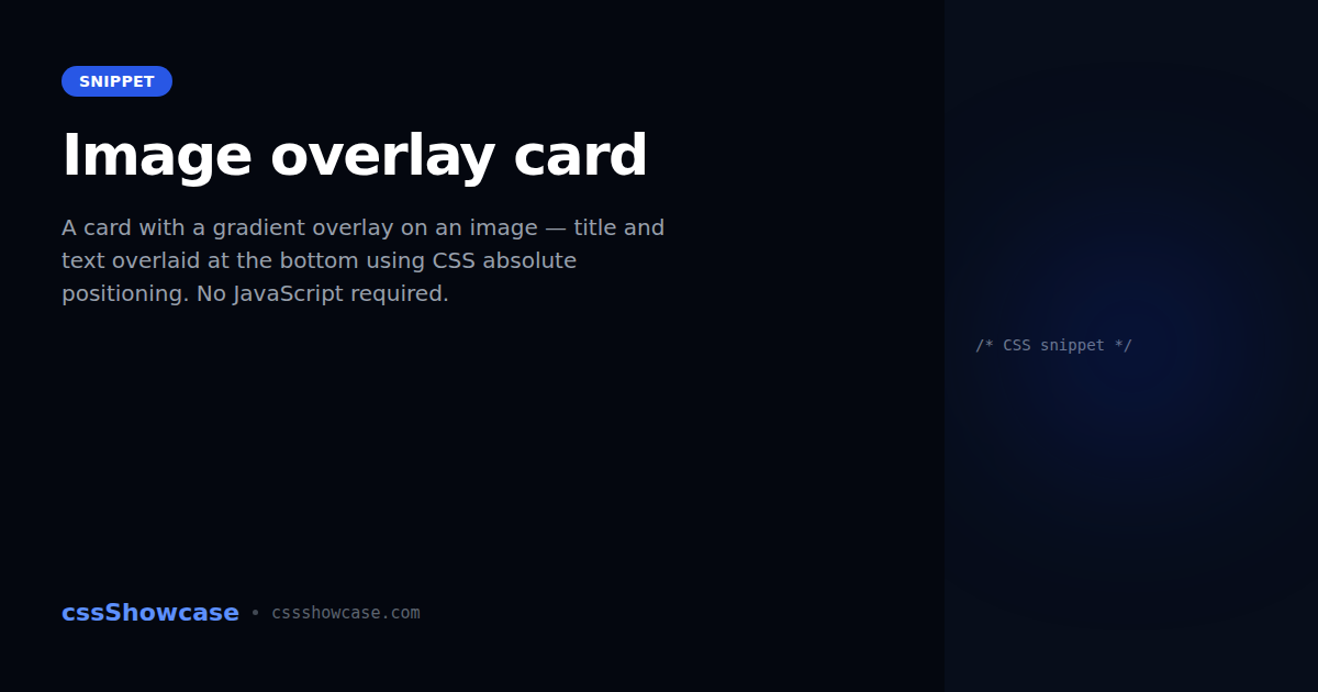 Image Library Overlay Image overlay card — cssShowcase