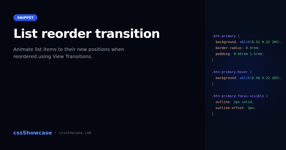 List reorder transition — cssShowcase