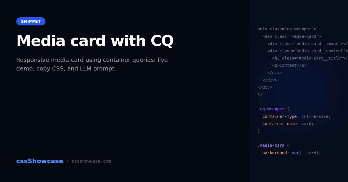 Query Card Media card with CQ — cssShowcase