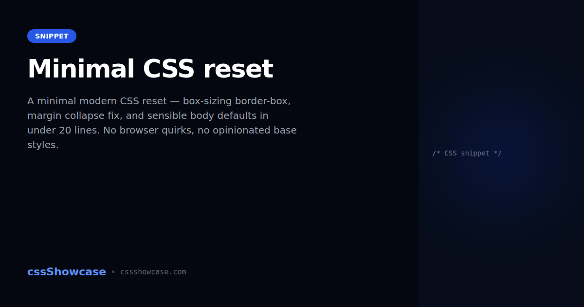 Minimal CSS reset — cssShowcase