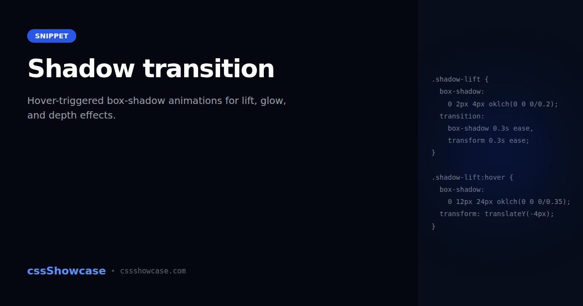 Image Shadow Transation Css Shadow transition — cssShowcase