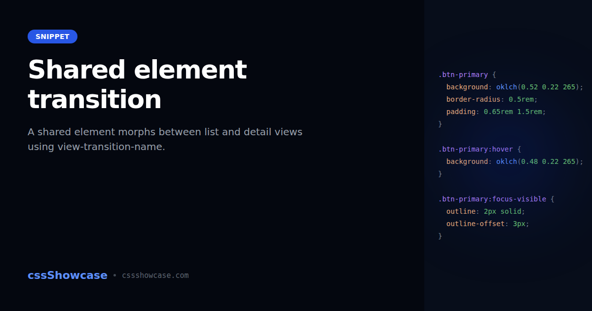 Shared element transition — cssShowcase