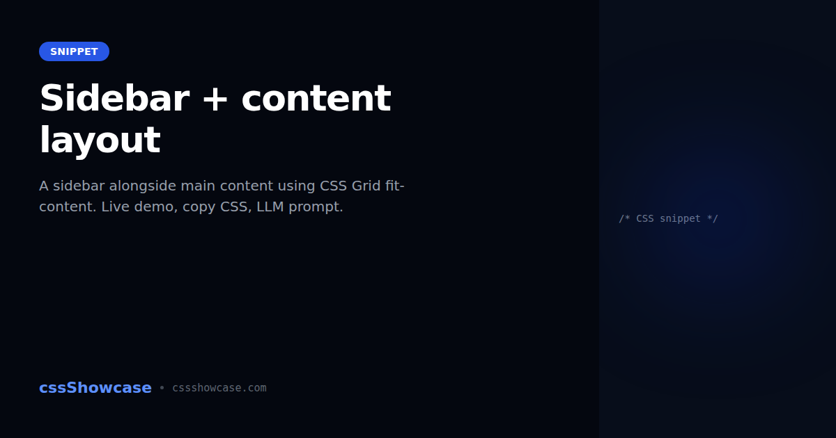 Sidebar + content layout — cssShowcase