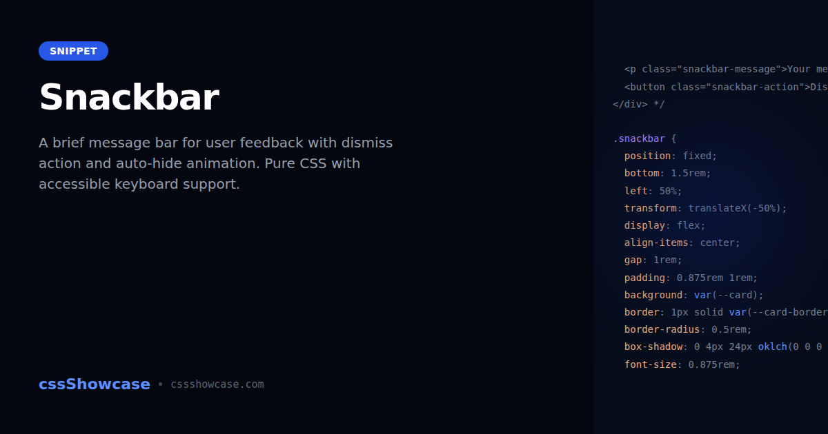 Snackbar — cssShowcase