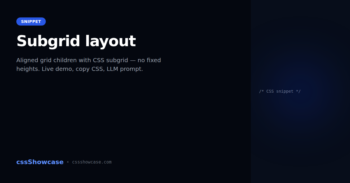 Sabgrid Sample Subgrid layout — cssShowcase