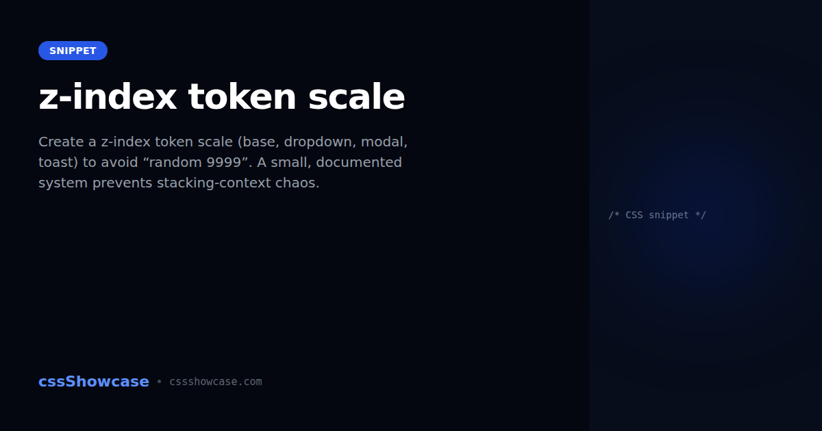 z-index token scale — cssShowcase